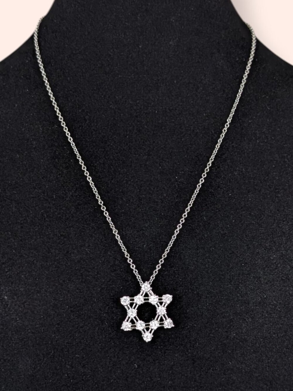 White Rhinestone Star of David Pendant Necklace